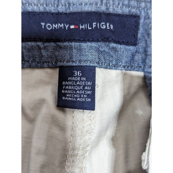 Tommy Hilfiger Men's Beige Flat Front Button Fly Cotton Shorts Size 36 - Picture 3 of 7